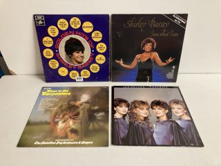 4 X VINTAGE VINYL RECORDS TO INCLUDE GOLDEN HITS OF SHIRLEY BASSEY