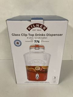 KILNER 8 LITRE GLASS CLIO TOP DRINKS DISPENSER