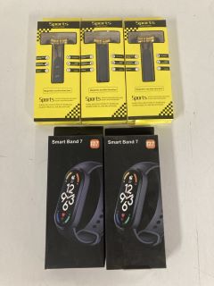 2 X M7 SMART BAND 7 & 3 X SPORTS WIRELESS HEADSETS