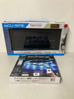 2 X ASSORTED ITEMS TO INCLUDE ACURITE DIGITAL CLOCK WITH INDOOR TEMPERATURE