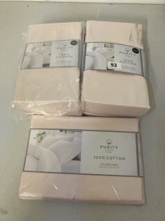 3 X PURITY HOME COTTON SINGLE BED SHEETS