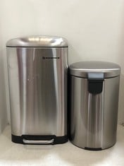 SONGMICS PEDAL BIN - STAINLESS STEEL TO INCLUDE BRABANTIA PEDAL BIN - STAINLESS STEEL