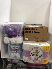 ASSORTED HOUSEHOLD TOWELS TO INCLUDE ADREX FAMILY PACK OF 12 X TOILET ROLLS TO INCLUDE REGINA BLITZ KITCHEN TOWEL