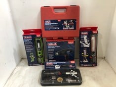 6 X ASSORTED SEALEY ITEMS TO INCLDUE 1600W HOT AIR GUN - MODEL NO. HS105