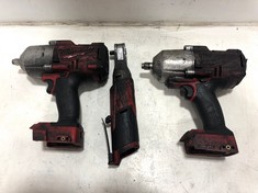 3 X MILWAUKEE ASSORTED TOOLS TO INCLUDE TORQUE IMPACT WRENCH