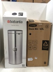 BRABANTIA 30L STAINLESS STEEL TOUCH BIN TO INCLUDE CURVER 40L DECO BIN