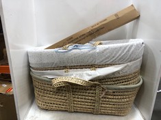 3 X BABY MOSES BASKETS - NATURAL/WHITE