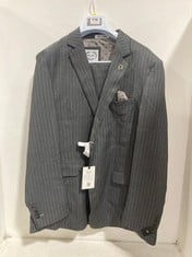 XPOSED LONDON 3 PIECE SUIT GREY PIN STRIPE WAISTCOAT/JACKET SIZE 48 TROUSERS SIZE 42 RRP- £139.99