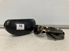 PRADA SUNGLASSES BLACK WITH GOLD TRIM IN CASE RRP- £155