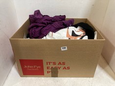 BOX OF ASSORTED ADULT CLOTHING TO INCLUDE COTTON OXFORD LONG SLEEVE SHIRT RED/BLUE CHECK SIZE M