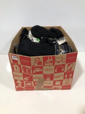 BOX OF ASSORTED ADULT CLOTHING TO INCLUDE HEINE SLEEVELESS DRESS BLACK SIZE 16