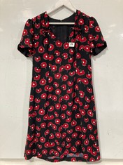 HOBBS LONDON BLACK/RED FLORAL DRESS SIZE 14