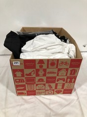 BOX OF ASSORTED ADULT CLOTHING TO INCLUDE SKOPES LONG SLEEVE SLIM FIT SHIRT WHITE SIZE 16"