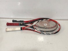 3 X ASSORTED TENNIS RACKETS TO INCLUDE WILSON FEDERER 25" 9-10 AGES RACKET RED/BLACK