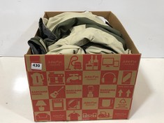 BOX OF ASSORTED ADULT CLOTHING TO INCLUDE BERGHAUS HOODED JACKET GREEN/STONE SIZE SM