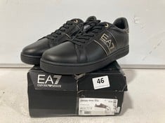 EMPORIO ARMANI CLASSIC TRAINERS BLACK/GOLD SIZE 11 RRP- £152