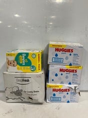 5 X ASSORTED BABY WIPES/NAPPIES TO INCLUDE HUGGIES PURE 10X72 JUMBO PACKS CLEANSING WIPES