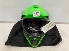 QTECH HELMET NEON GREEN/BLACK SIZE LG TO INCLUDE GOOGLES & GLOVES BLACK/RED