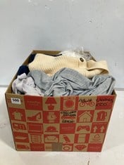 BOX OF ASSORTED ADULOT CLOTHING TO INCLUDE LIGHT GREY MARL HOODIE SIZE M