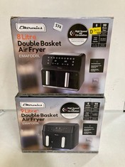 2 X EMTRONICS DOUBLE BASKET AIR FRYERS 8 LITRE & 9 LITRE