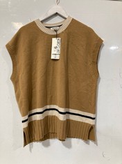 JAEGER CREW NECK KNIT TAN TOP CAMEL MIX SIZE XL