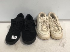 DC TRAINERS BLACK SUEDE SIZE 11 TO INCLUDE FILA TRAINERS CREAM SIZE 6.5