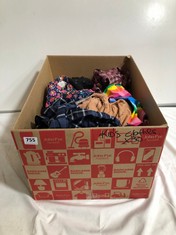 BOX OF ASSORTED KIDS CLOTHING TO INCLUDE NEXT SHORT SLEEVE SHIRT NAVY CHECK SIZE 7YRS