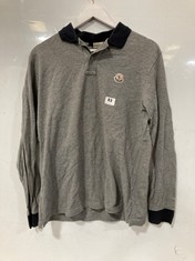 MONCLER LONG SLEEVE POLO SHIRT GREY SIZE XL