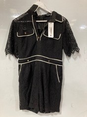 KAREN MILLEN LACE SHORT SLEEVE PLAYSUIT BLACK SIZE 14 RRP- £199