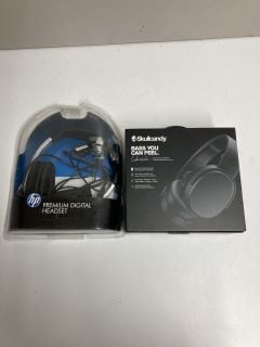 SKULLCANDY HEADPHONES AND AN HP HEADSET