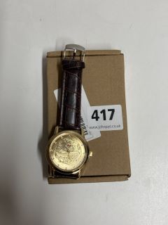 WOKAI GOLD WRISTWATCH WITH BLACK LEATHER STRAPS