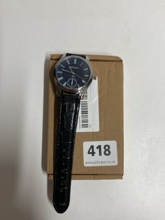 MREURIO SILVER WRISTWATCH WITH BLACK LEATHER STRAPS