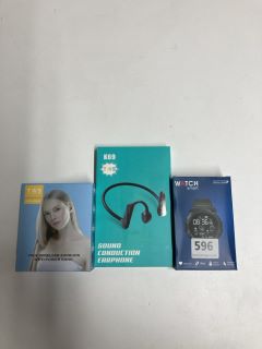 1 X TWS EARBUDS 1 X SOUND CONDUCTION EARPHONES 1 X SMART WATCH