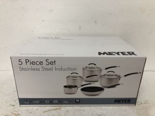 MEYER 5 PIECE STAINLESS STEEL INDUCTION POT SET RRP:£132