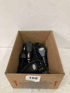 BOX OF PLUG-IN CAR ADAPTORS