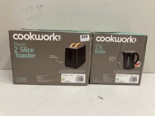 COOKWORKS 1.7L BLACK KETTLE & 2 SLICE TOASTER