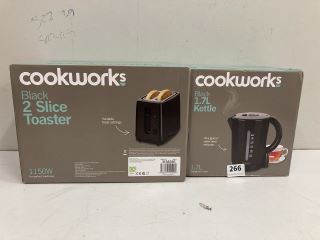 COOKWORKS 1.7L BLACK KETTLE & 2 SLICE TOASTER