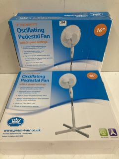 2 X PREM-I-AIR 16" OSCILLATING PEDESTAL FAN