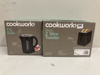 COOKWORKS 1.7L BLACK KETTLE & 2 SLICE TOASTER