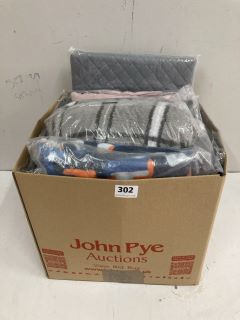 BOX OF ASSORTED BED ITEMS INC BLANKETS