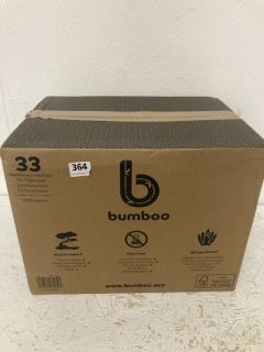 BUMBOO 33 UNWHITENED MIXED BOX, 27 X TOILET ROLLS, 3 X KITCHEN ROLLS, 3 X FACIAL TISSUES