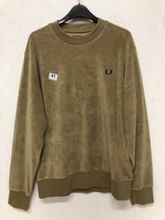 FRED PERRY TOWELLING CREW NECK SWEATSHIRT SIZE : L