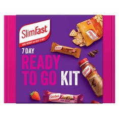 10 X SLIMFAST 7 DAY READY TO GO KIT, HEALTHY SNACK BOX FOR BALANCED DIET AND NUTRITION, STARTER KIT TO JUMP-START WEIGHT LOSS 3-2-1 MEAL PLAN, INCLUDES 6 SHAKES, 8 MEAL BARS, 7 SNACK BAGS, 7 SNACK BA