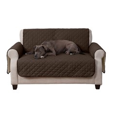 QTY OF ITEMS TO INCLUDE 11X ASSORTED ITEMS TO INCLUDE FURHAVEN LOVESEAT SLIPCOVER WATER-RESISTANT REVERSIBLE TWO-TONE FURNITURE PROTECTOR COVER - ESPRESSO/CLAY, LOVESEAT, Q SPORTSWEAR ISABELY JACKET