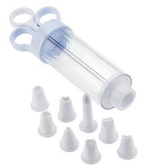 26 X CHEF AID ICING SYRINGE WITH 8 NOZZLES, CAKE DECORATING PEN FOR PIPING CUPCAKES, CAKES, CREAM FILLING DESSERTS AND PASTRIES, EASY CLEAN AND REUSABLE, INTERCHANGEABLE TIPS..