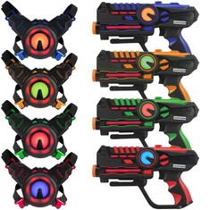 10X ASSORTED ITEMS TO INCLUDE ARMOGEAR INFRARED LASER TAG GUNS AND VESTS - LASER BATTLE MEGA PACK SET OF 4 - INFRARED 0.9MW.