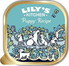 12 X LILY'S KITCHEN NATURAL PUPPY DOG FOOD WET TRAYS - PUPPY RECIPE WITH TURKEY & DUCK - COMPLETE MEAL RECIPES (12 TRAYS X 150G).