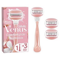 QTY OF ITEMS TO INCLUDE 5X ASSORTED RAZORS TO INCLUDE GILLETTE VENUS COMFORTGLIDE SPA BREEZE 2-IN-1 RAZOR FOR WOMEN + 3 REFILL BLADES, SHAVING GEL BARS STARTER KIT (PACKAGING MAY VARY), GILLETTE MACH