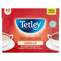 QTY OF ITEMS TO INCLUDE APPROX 20X ASSORTED TEA & COFFEE TO INCLUDE TETLEY REDBUSH VANILLA, PACK OF 40, NUPO DIET OATMEAL APPLE-CINNAMON – PREMIUM DIET MEAL FOR WEIGHT MANAGEMENT I COMPLETE MEAL REPL