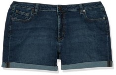 12 X AMAZON ESSENTIALS WOMEN'S 4" DENIM SHORT, DARK DENIM, 12-14.